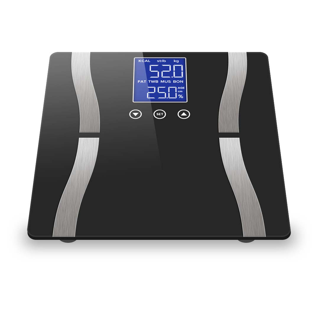 NNEAGS 2X Glass LCD Digital Body Fat Scale Bathroom Electronic Gym Water Weighing Scales Black/Blue-2