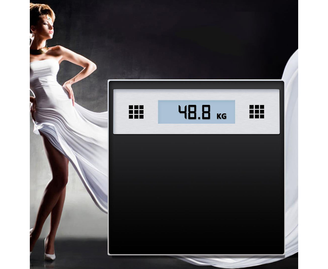NNEAGS 2X 180kg Electronic Talking Scale Weight Fitness Glass Bathroom Scale LCD Display Stainless-3