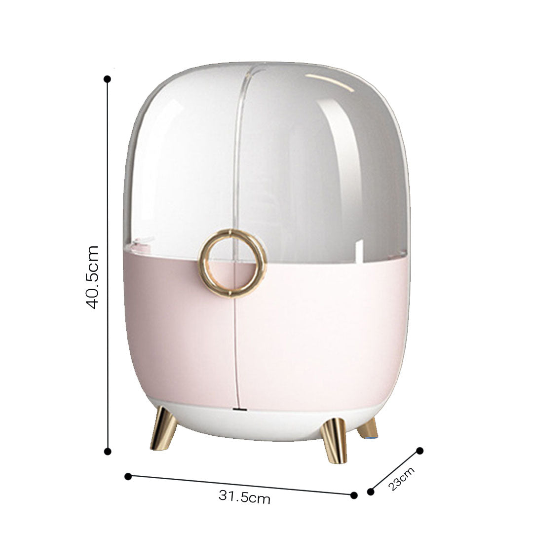 NNEAGS Pink Transparent Countertop Makeup Organiser Cosmetic Storage Waterproof Dustproof Bathroom Skincare Holder with Lid-4