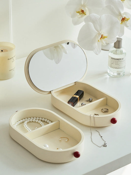 Creamy Jewelry Box with Mirror-1