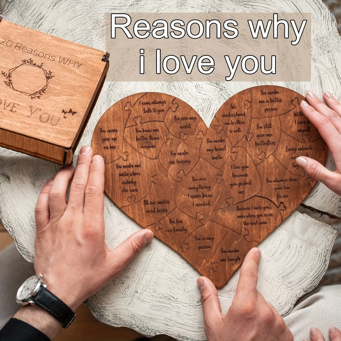 20 Reasons Why I Love You Wooden Heart Puzzle-2
