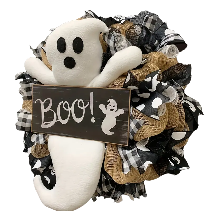 Ghostly Greetings: Haunting Halloween Wreaths-2