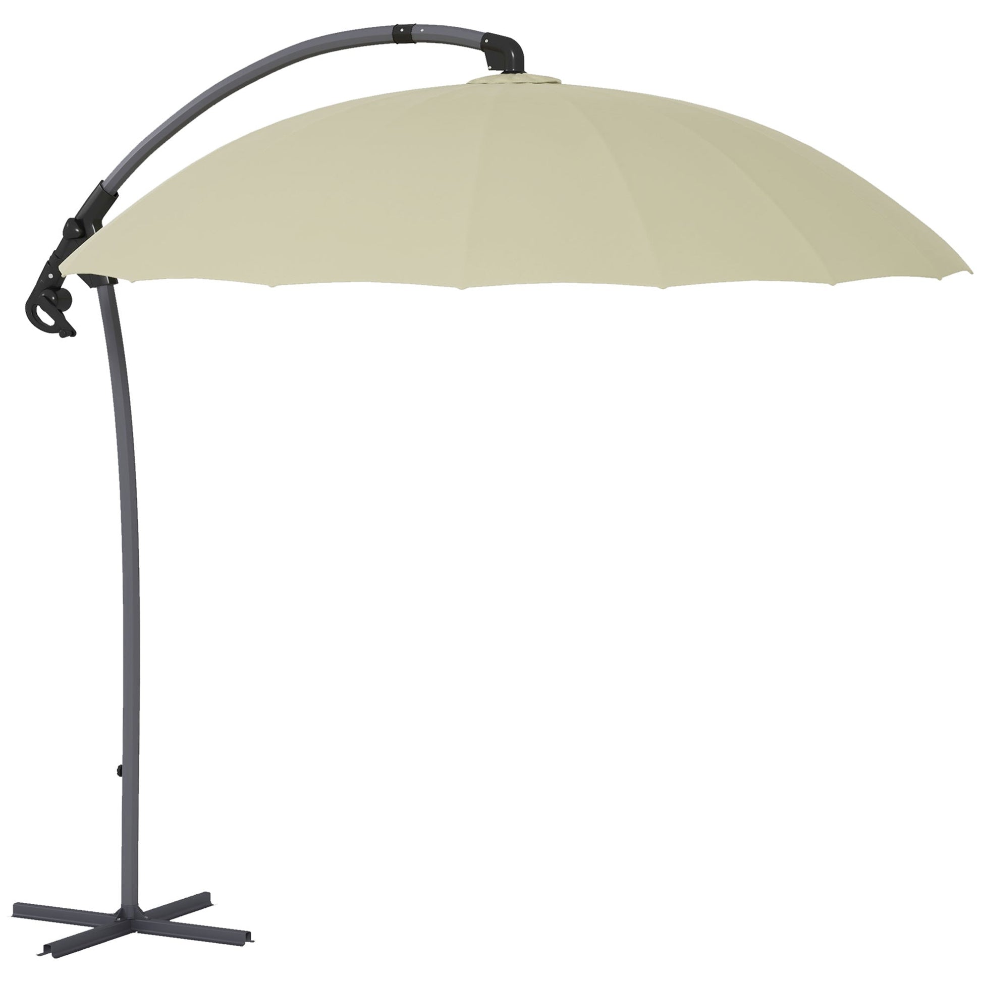 2.7m Cantilever Garden Parasol with Cross Base - Beige-0
