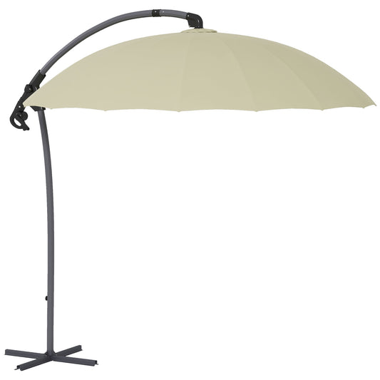 2.7m Cantilever Garden Parasol with Cross Base - Beige-0