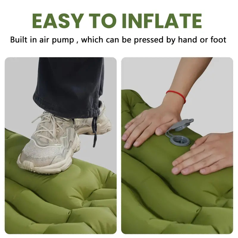 Ultimate Green Comfort Outdoor Inflatable Camping Mattress with Built-in Pillow-3