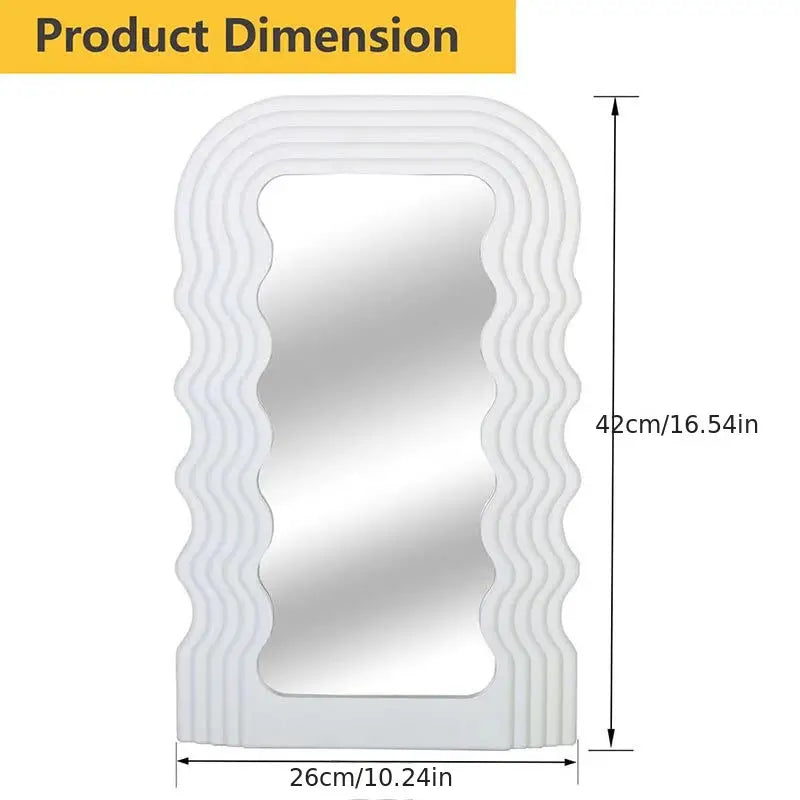 Aesthetic Wall Mounted Mirror With Wave Pattern Frame-3