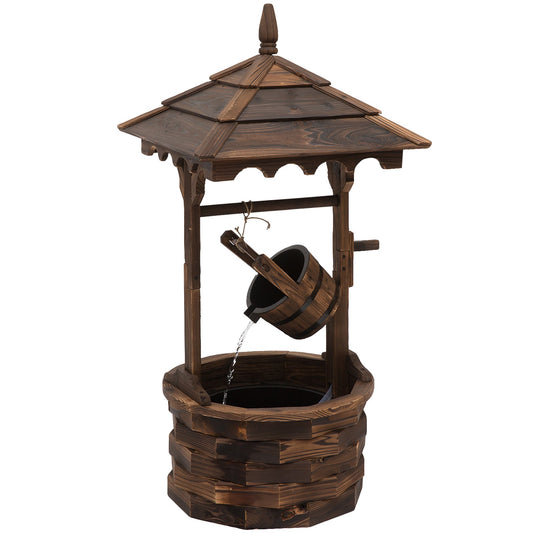 Fir Wood Outdoor Garden Wishing Well Waterfall Feature-0