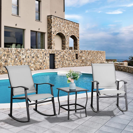 Elegant Three Piece Outdoor Rocking Bistro Furniture Set-1
