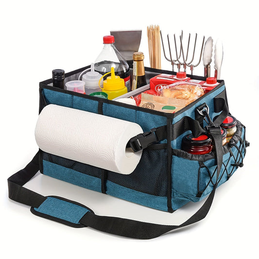NNETM BBQ Grill Caddy with Paper Towel & Condiment Pocket-0