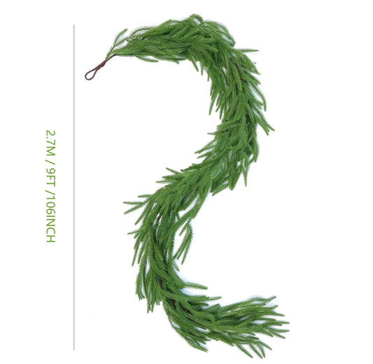 Artificial Cedar Christmas Garland for Home Decor (2.7m)-1