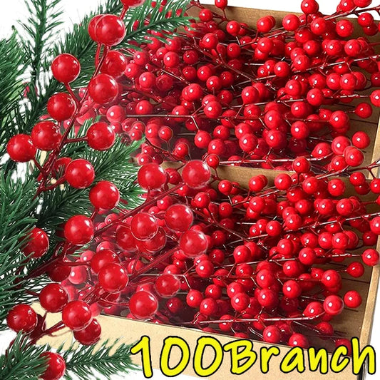 NNEOBA Christmas Red Berry Stems Wreath Decor-1