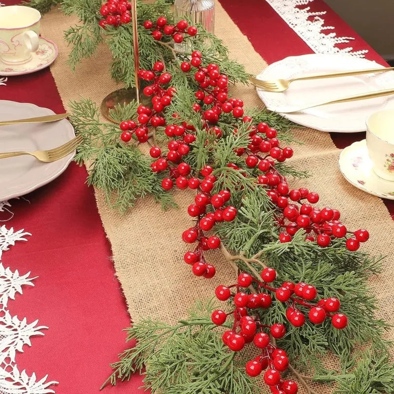 NNEOBA Christmas Red Berry Stems Wreath Decor-4