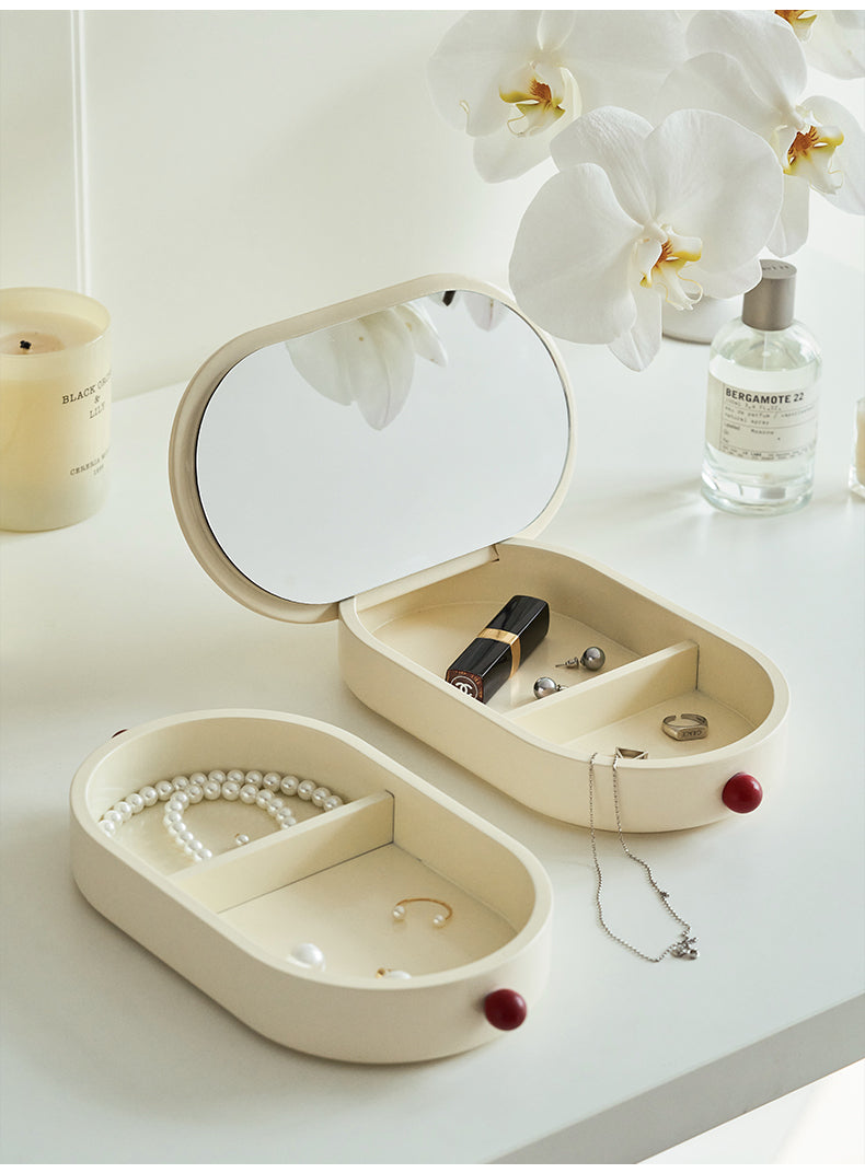 Creamy Jewelry Box with Mirror-3
