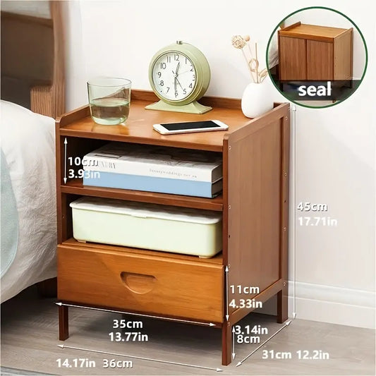 Bedside Table Rectangular Shape - Tan Color-1