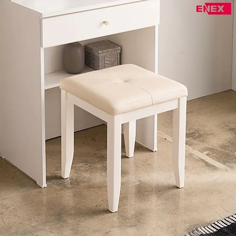 Minimalist White Dressing Stool - Bedroom Makeup Chair-2