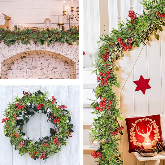 Christmas Wreath Rattan Vine Garland Xmas Decor-1