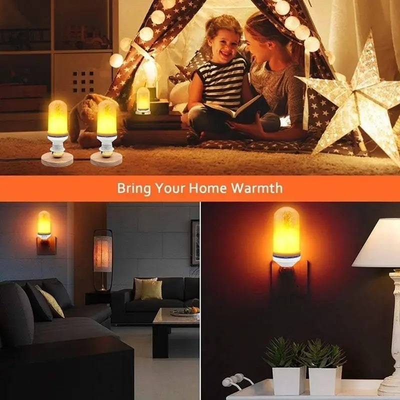 Twinkling Yuletide Flames: 4pc LED Christmas Light Bulb Set-4