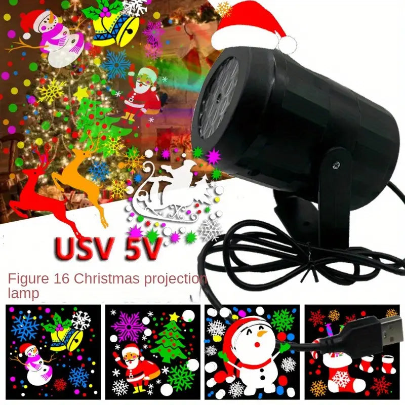 Santa Claus LED Snowflake Projection Light - 16 Patterns-1
