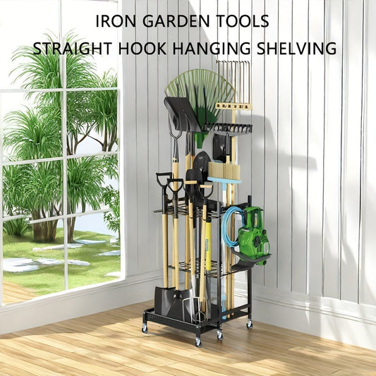Garage Garden Tool Organizer with Hooks-1