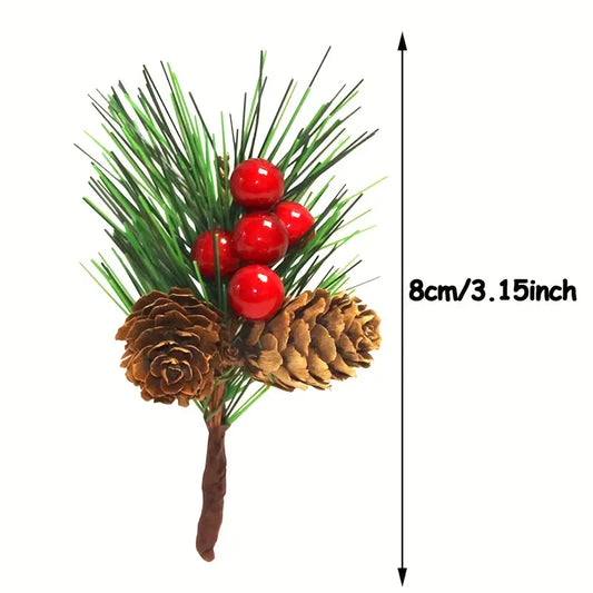 NNETM Set of 10 Artificial Christmas Picks - Festive Red Berry Holly Branches for Tree Decor-1