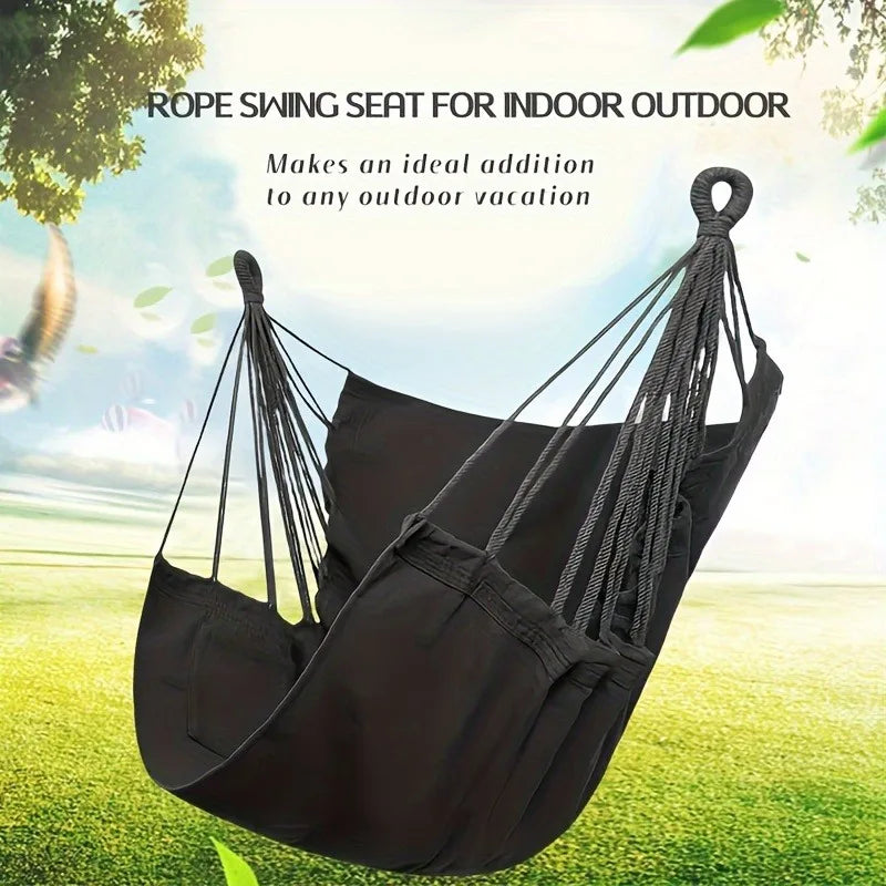 Outdoor Leisure Fabric Hammock Chair with Storage Bag-3