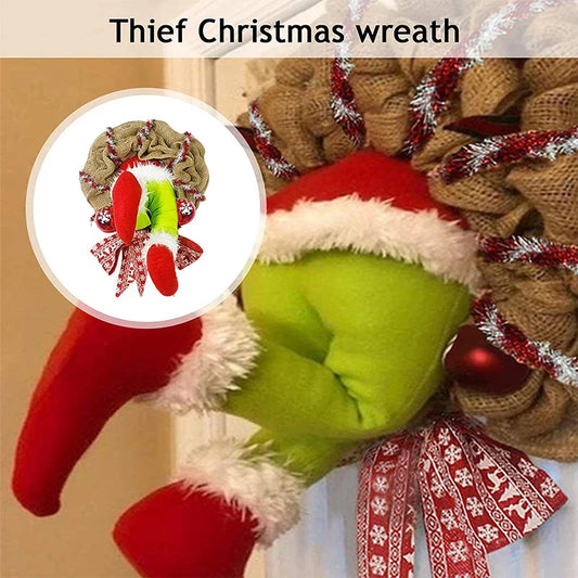 NNEOBA Christmas Thief Burlap Wreath Hoop Decor-1