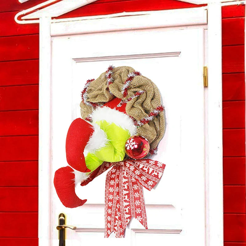 NNEOBA Christmas Thief Burlap Wreath Hoop Decor-2