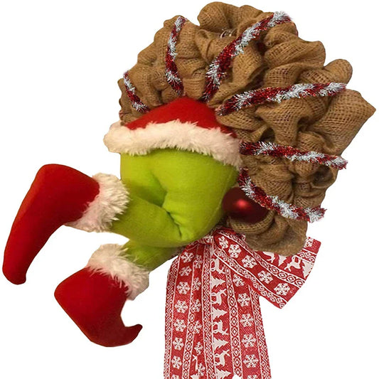 NNEOBA Christmas Thief Burlap Wreath Hoop Decor-0
