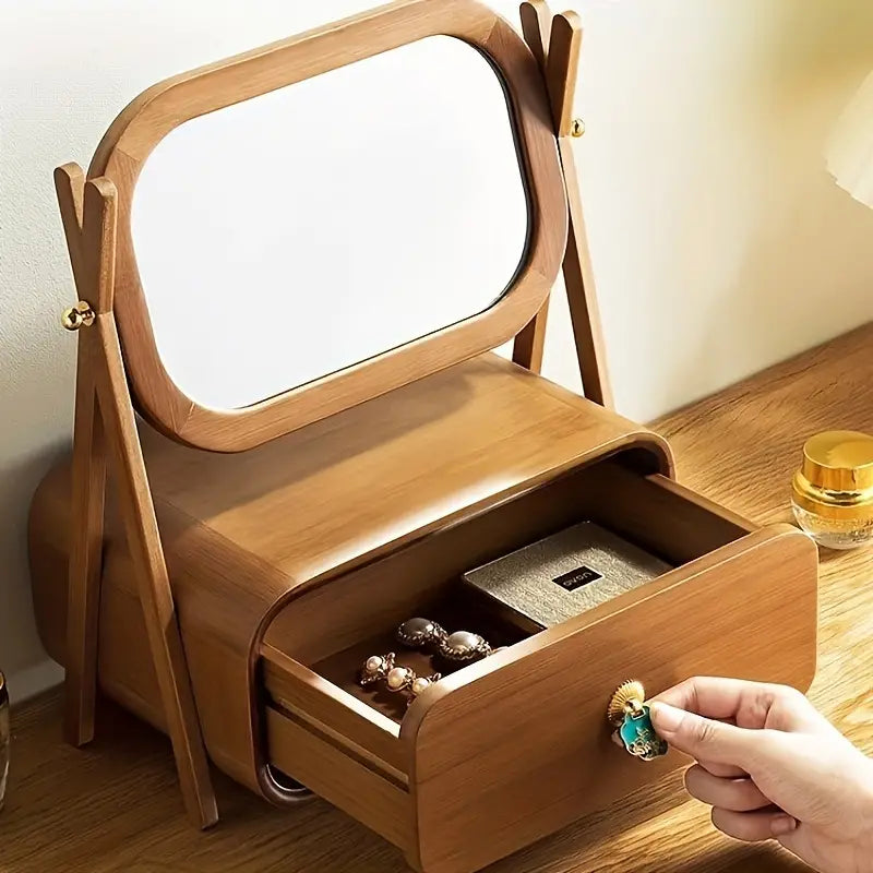 Classic High-Definition Makeup Mirror with Drawer-2