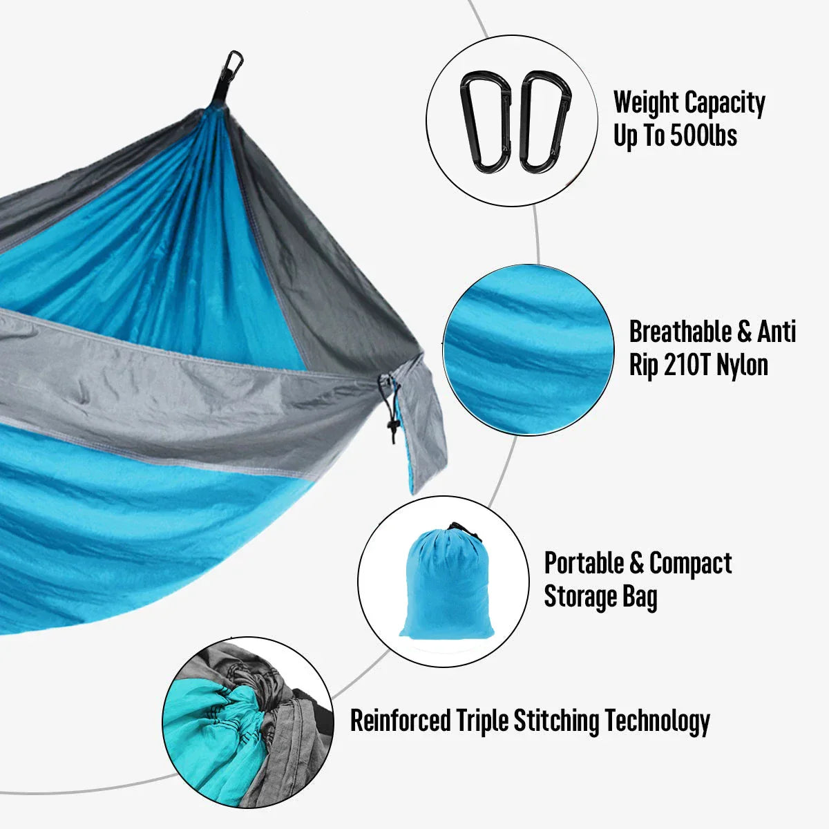 Lightweight Camping Hammock with Tree Straps for Travel-3