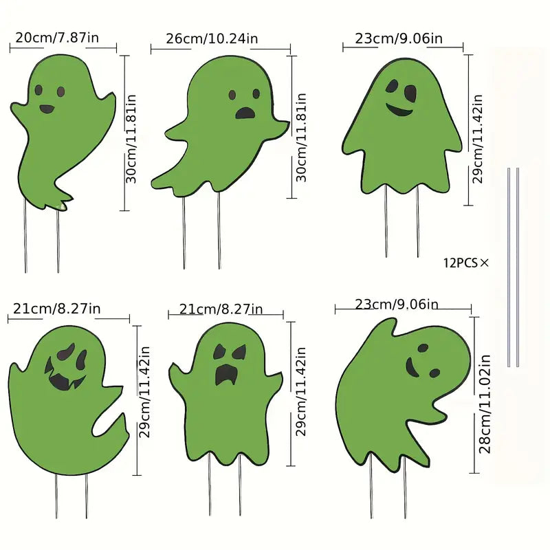 NNTM Illuminate Your Garden with 6 Luminous Ghost Yard Stakes! Elevate Your Halloween, Garden, and Outdoor Decor-3