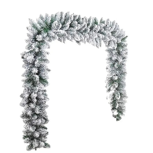 Snow Flocked Christmas Garland: Winter Frosted Pine for Festive Decor-0