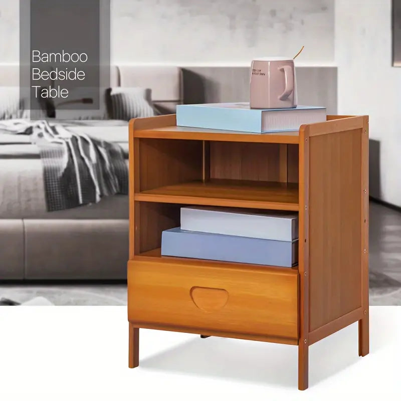 Bedside Table Rectangular Shape - Tan Color-2