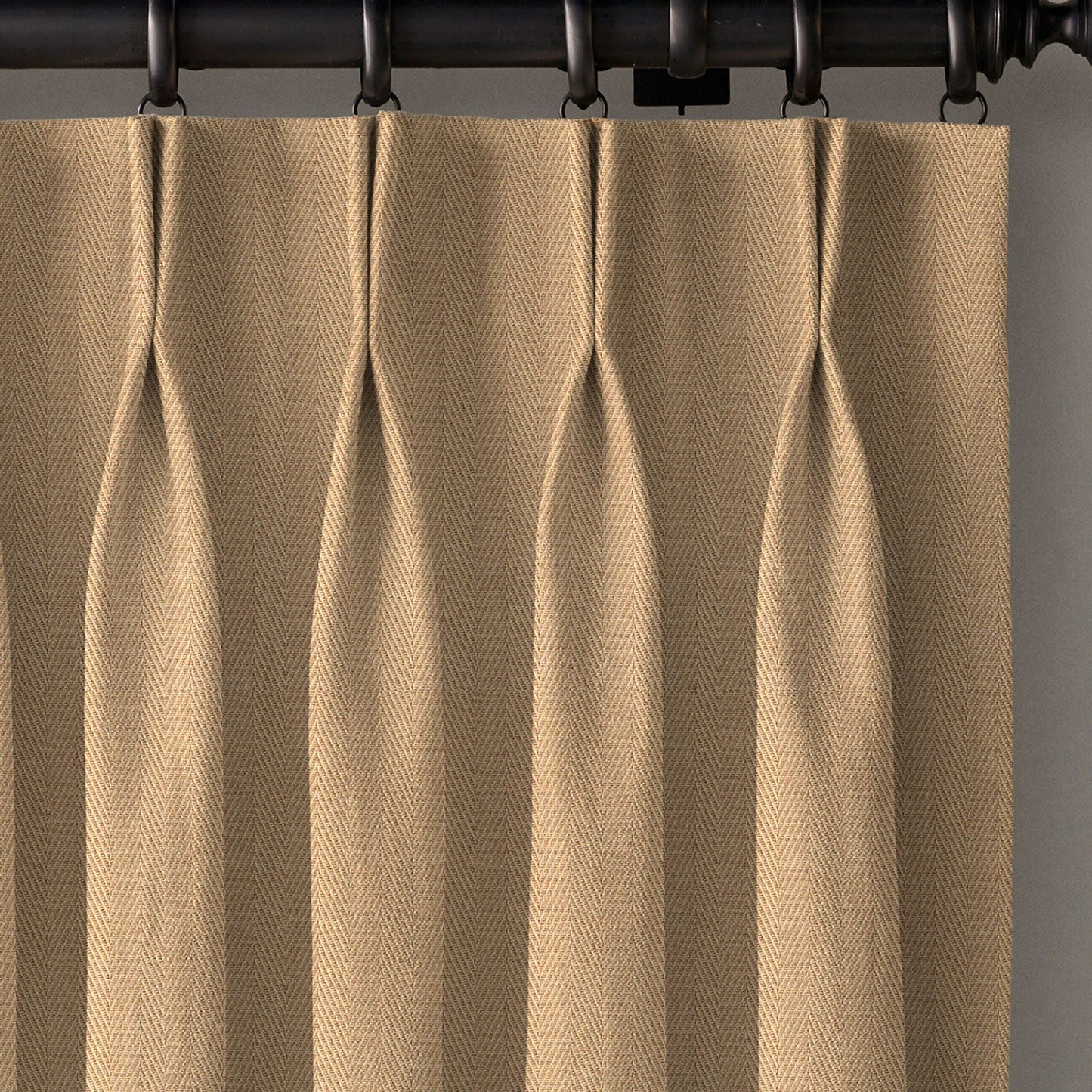 Pinch Pleated Woven Herringbone Linen Curtains UK - Natural Texture | Standard & Made to Measure-0