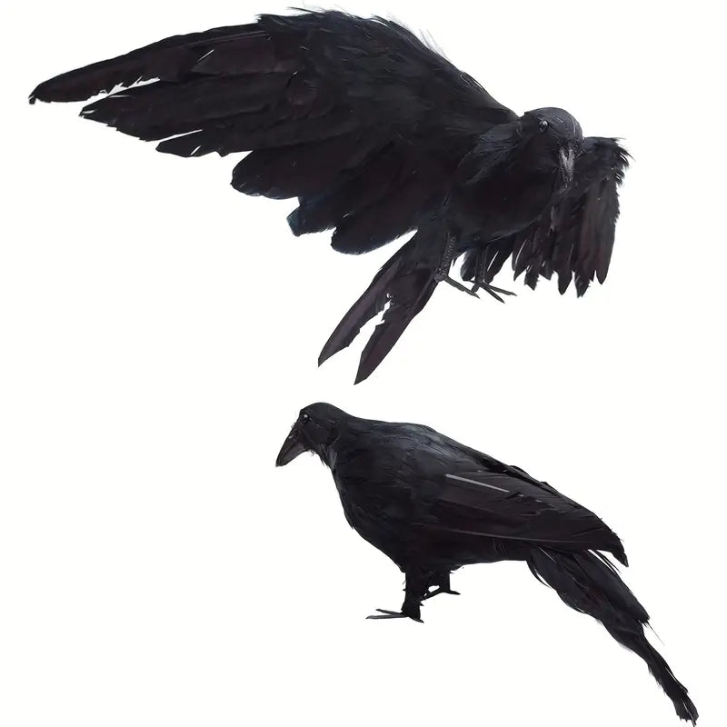 The Midnight Raven: Realistic Halloween Feathered Crow-2