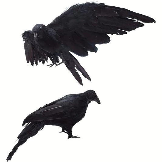The Midnight Raven: Realistic Halloween Feathered Crow-0