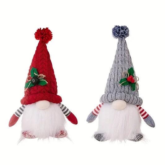 2-Piece Christmas Gnome Set with Light-Up Green Hat & Colorful LED Lights-0