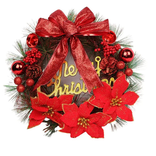 Christmas Wreath Door Garland with Hanging Ornaments-0