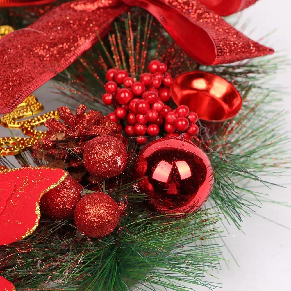 Christmas Wreath Door Garland with Hanging Ornaments-1