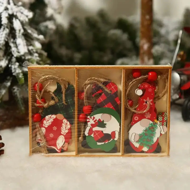 9pcs Festive Christmas Wooden Hanging Box - Decorating and Gifting-3