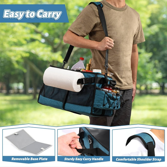 NNETM BBQ Grill Caddy with Paper Towel & Condiment Pocket-1