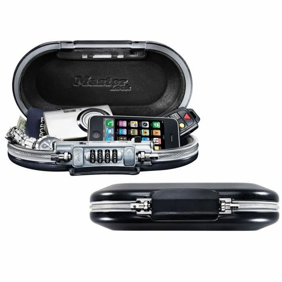 Portable Safe Box with Security Cable Master Lock 5900EURD Black ABS 6 x 12,9 x 24 cm-5