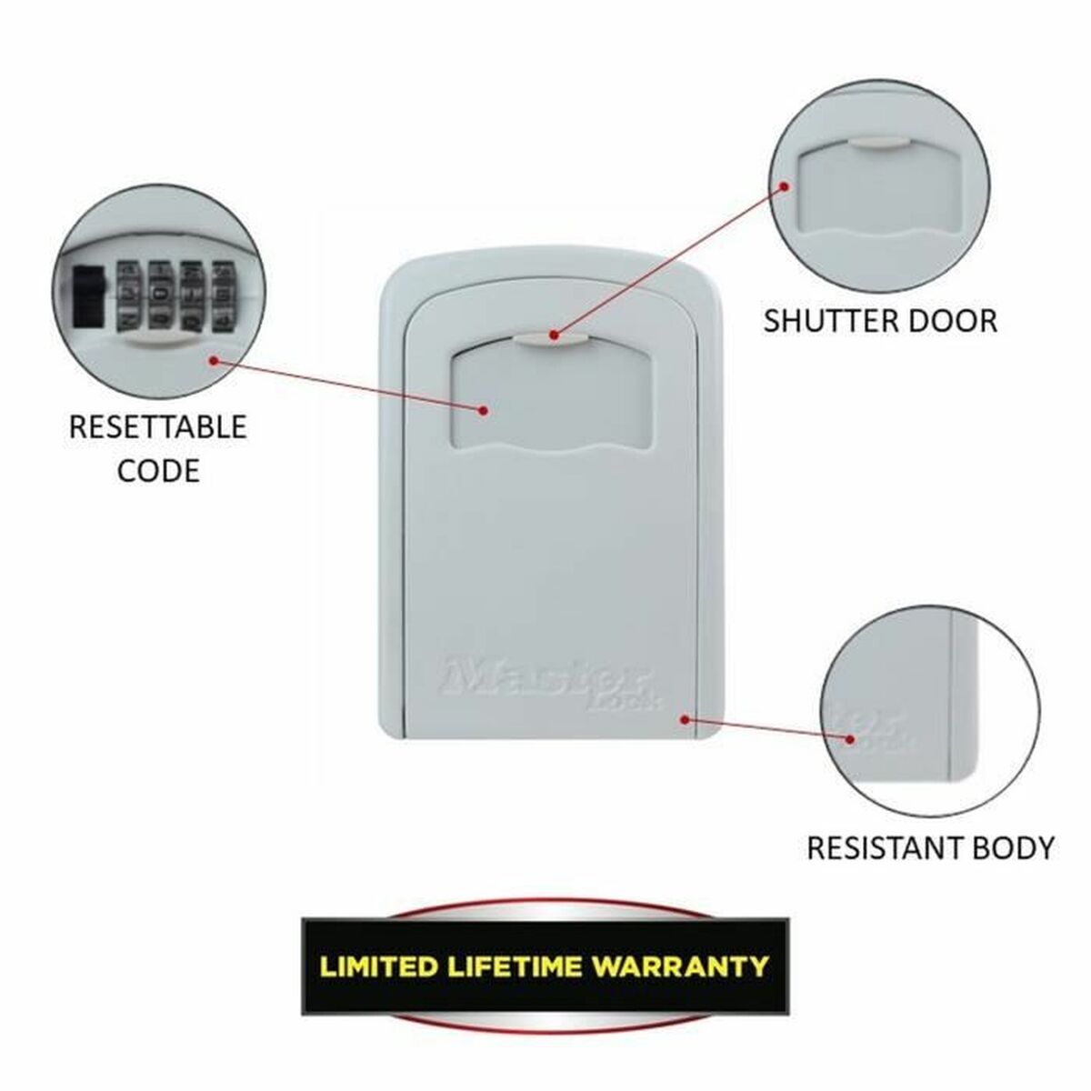 Safety-deposit box Master Lock 5401EURDCRM Keys White Grey Metal Aluminium 8 x 3 x 12 cm-3