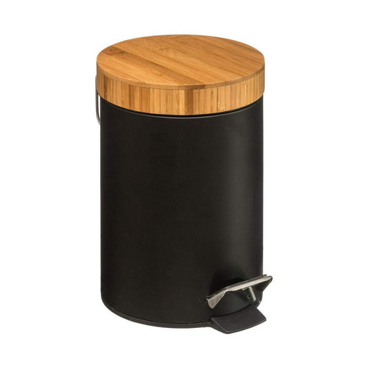 Rubbish bin 5five Simply Smart Natureo Bamboo 3 L White Black (3 L)-0