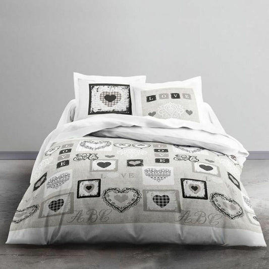 Bedding set TODAY Hearts White Double bed 240 x 260 cm-0