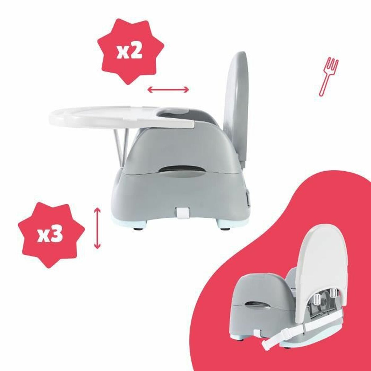 Highchair Badabulle Sitzerhöhung 15 kg White/Grey-3