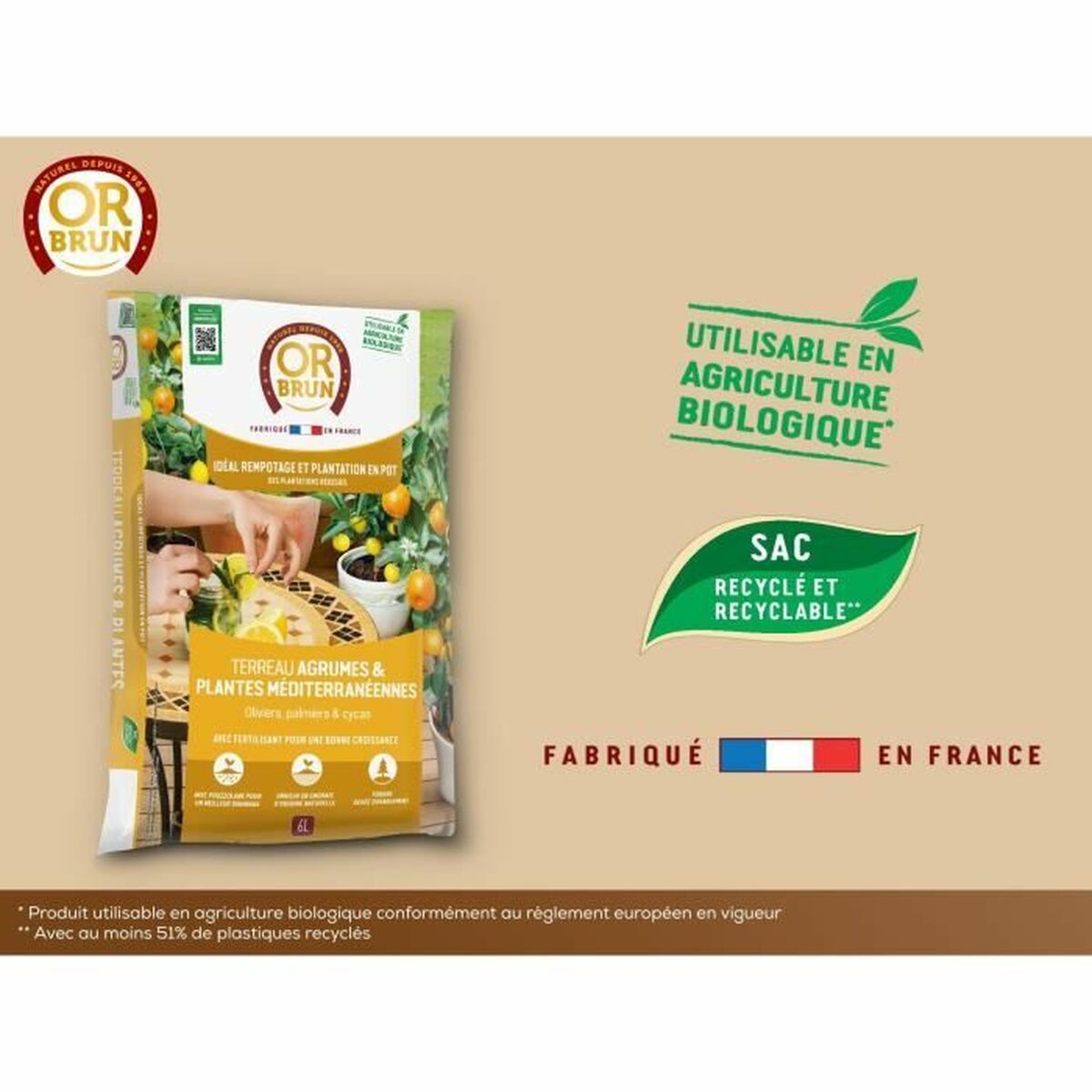 Potting compost OR BRUN 6 L Citrus-4
