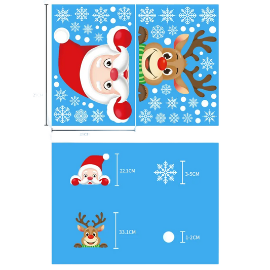 NNEOBA Joyful Christmas Glass Stickers: Festive Home Decor Ornaments-0