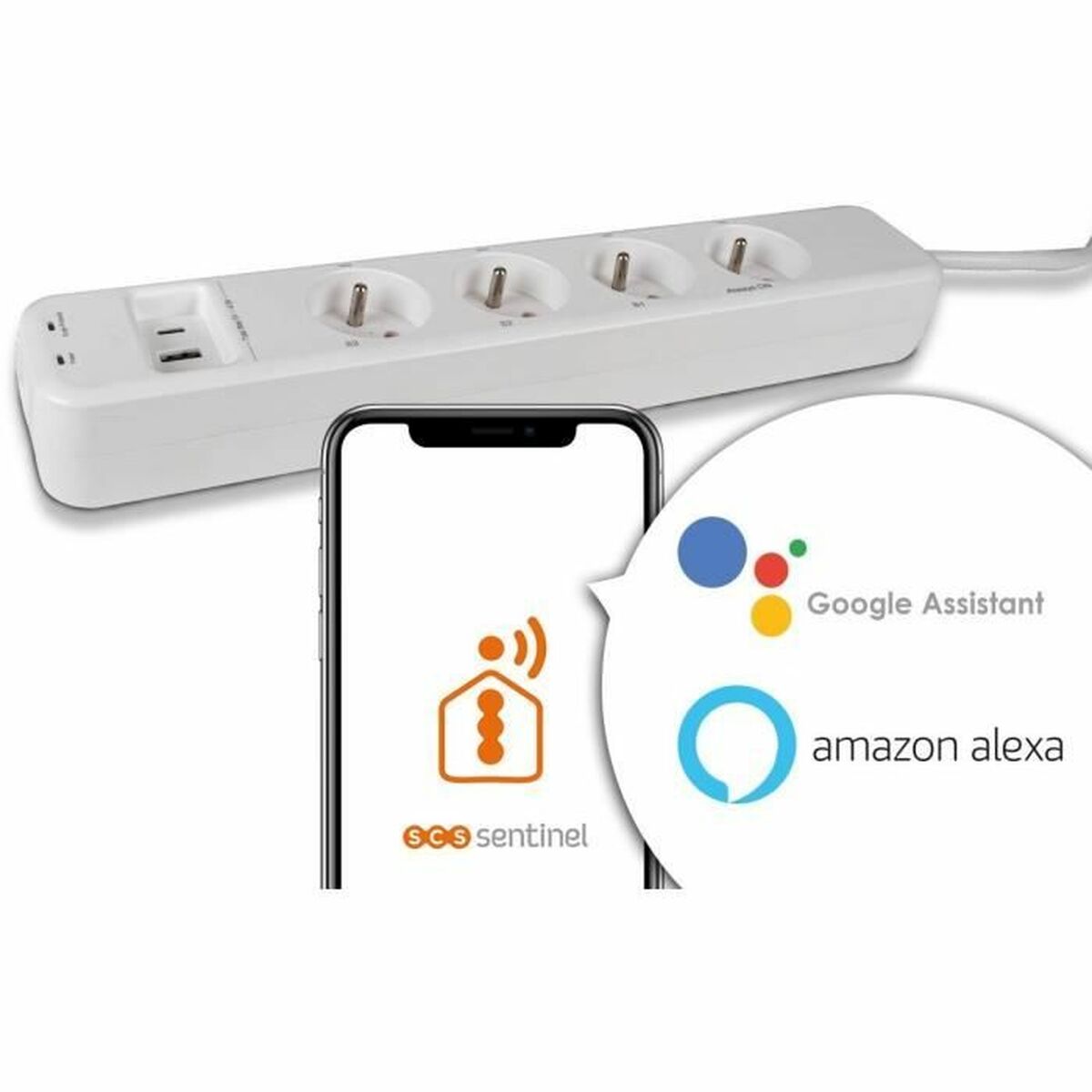 4-socket plugboard without power switch SCS SENTINEL SmartPlug 240 V-4