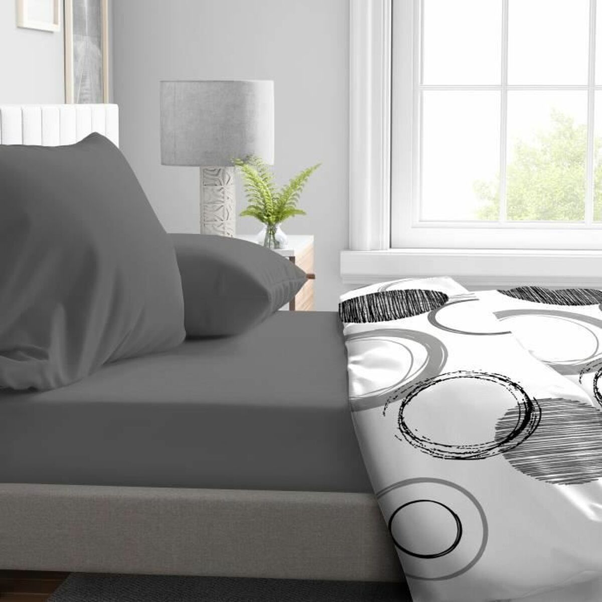 Fitted bottom sheet HOME LINGE PASSION HP71766 Grey Anthracite 140 x 190 + 30 cm-3